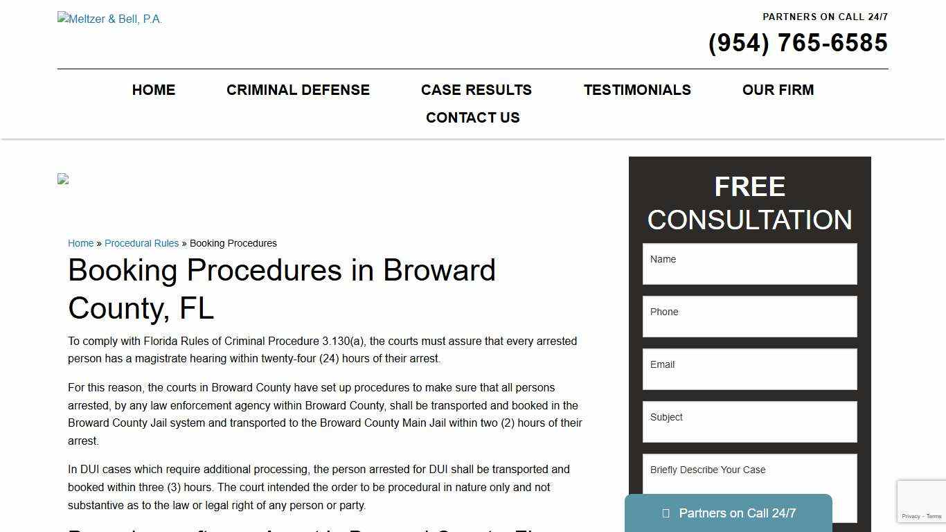 Booking Procedures at the Broward Sheriff's Office