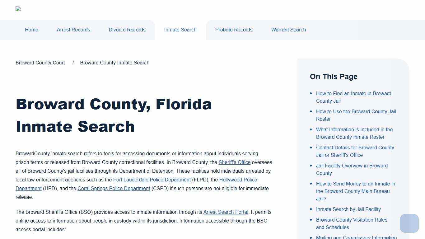 Broward County Inmate Search Broward County Court